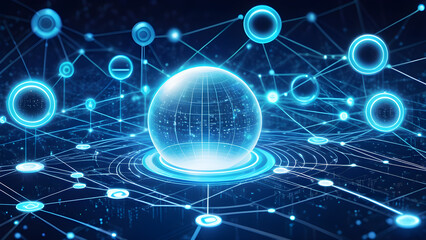 abstract background with internet, data flow and internet concept, AI generated