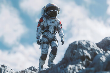 An astronaut on a planet