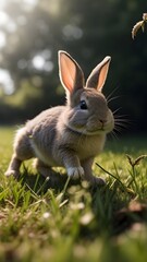 Naklejka na ściany i meble Bunny rabbit on the grass 