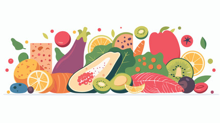 Nutrition healthy foods illustration Flat vector isolated