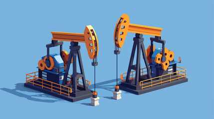 Oil Pump Jack Energy Industrial on a Blue Background.