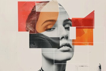 Modern abstract female art portrait