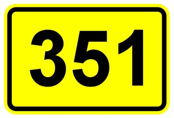Illustration eines Bundesstraßenschildes der B 351 in Deutschland