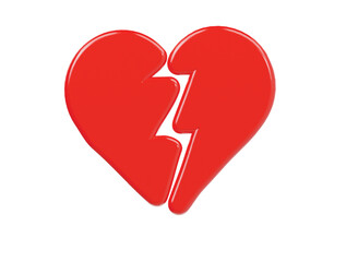 Broken heart icon 3d render illustration