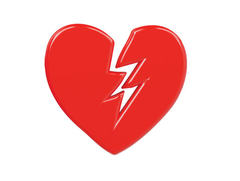 Broken heart icon 3d render illustration