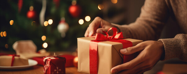Beautiful christmas present, giving christmaBeautiful christmas present, giving christmas present...