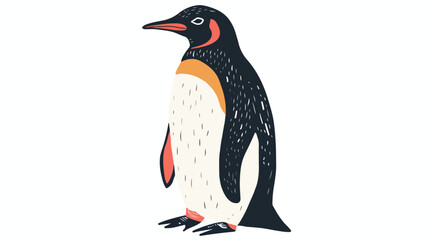 Penguin doodle Flat vector isolated on white background