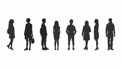 People pictogram silhouette Flat vector isolated on white