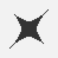 Fototapeta premium black and white simple flat 1bit vector pixel art icon of star or sparkle. shine effect sign