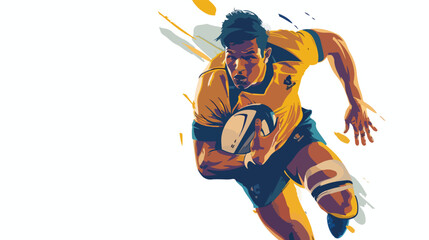 Portrait of a person playing rugby Flat vector isolated