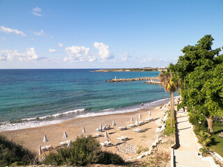 Coral Bay on Cyprus. Touristic atraction.