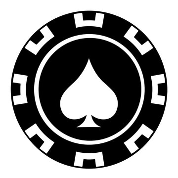Simple poker chip black flat isolated icon.
