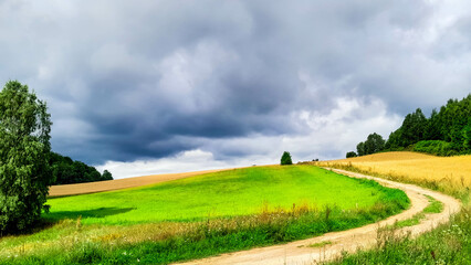 Cloudy day in Kashubia Poland. - obrazy, fototapety, plakaty