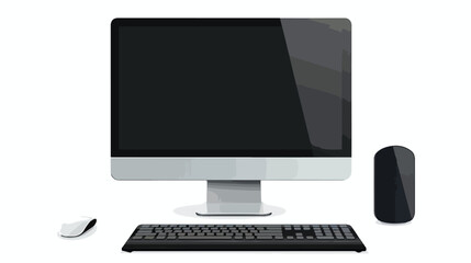 Realistic vector tablet computer monitor with keyboard
