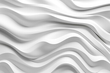 Obraz na płótnie Canvas Close up of abstract white paper or fabric flooded in wavy line surface pattern, background and wallpaper. Generative AI.
