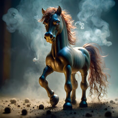 Obraz na płótnie Canvas Horse in the smoke dark place