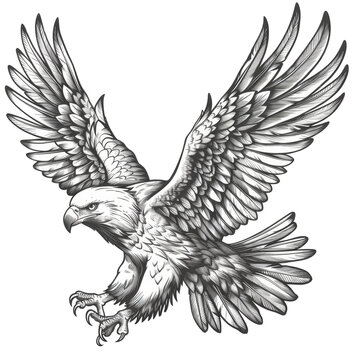 Eagle sketch hand drawn on transparent background