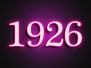 Pink glowing Neon light text effect of number 1926.	