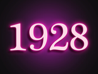 Pink glowing Neon light text effect of number 1928.	 - obrazy, fototapety, plakaty