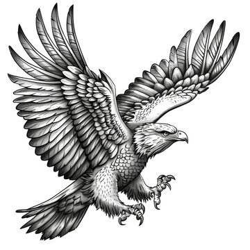 Eagle sketch on transparent background