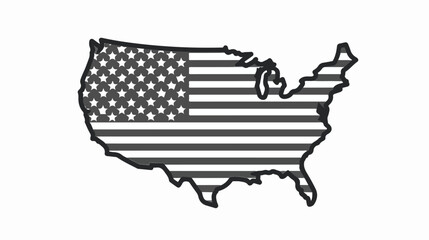 USA line icon flat vector isolated on white background