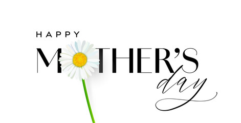 Mother's Day card banner with flower. Happy Mother's Day text