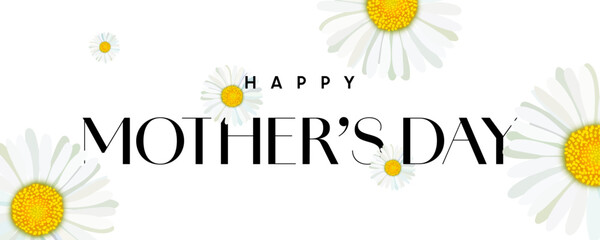 Mother's Day banner or card with lettering text and flowers