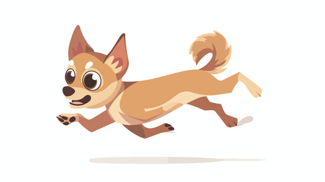Vector cartoon character running chihuahua dog