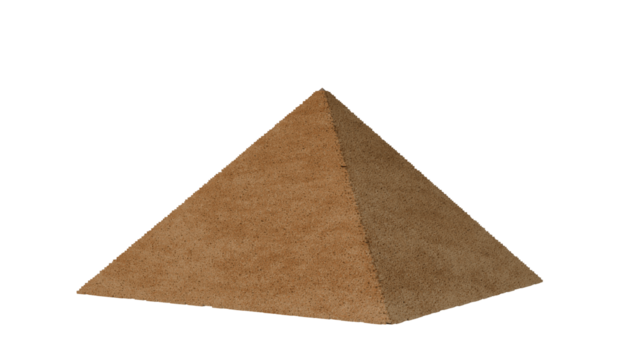 a brown pyramid with a white background
