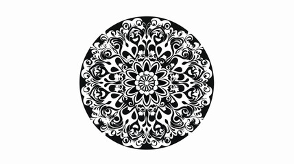 Round line art Baroque vector mandala pattern. Lace vector