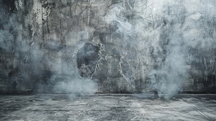 Smoky ambiance against a concrete wall backdrop in a room, ideal for studios looking to showcase products with a modern, artistic flair