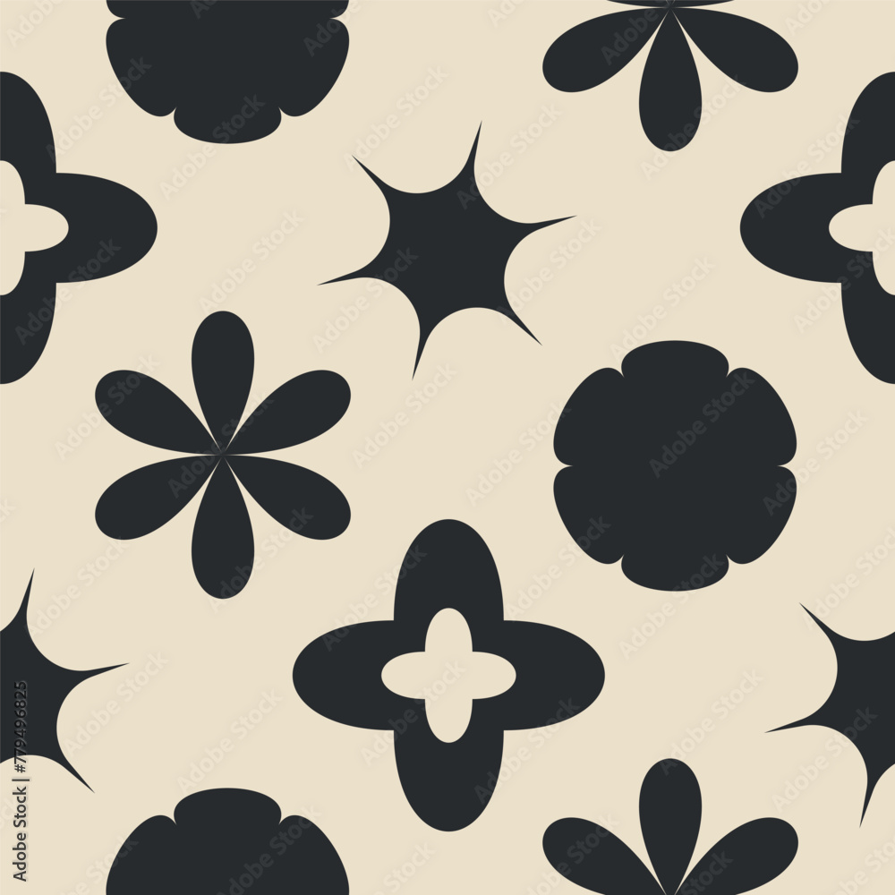 Poster abstract retro seamless pattern. geometric ornament endless background. trendy y2k elements repeat c