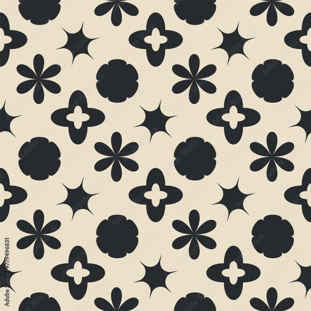 Poster abstract retro seamless pattern. geometric ornament endless background. trendy y2k elements repeat c
