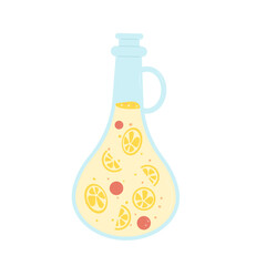 Lemonade jug. Home soft drink isolated on white background. Bottles of lemon juice with berries. Aroma beverage flask. Vector flat illustration