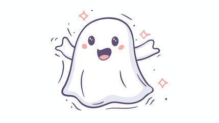 Vector illustration in doodle style. small ghost. sim