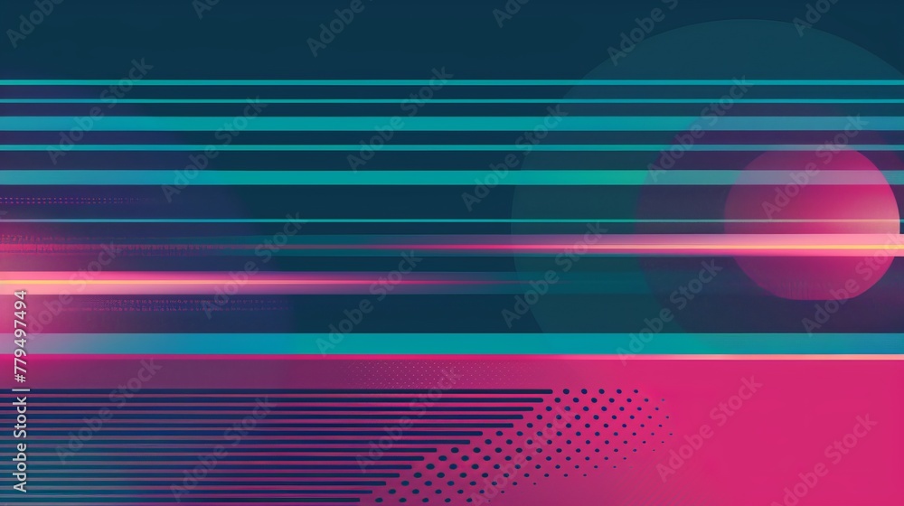 Fototapete create a retro-futuristic design with two horizontal bars in teal and magenta ready for text ai gene