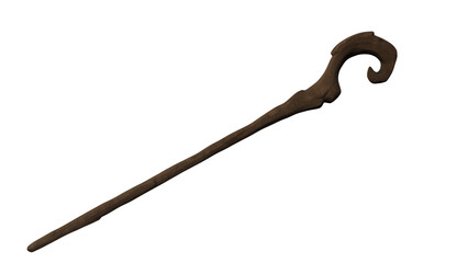 a wooden stick with a long handle on a white background