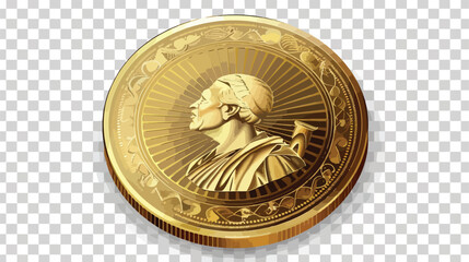 Vector illustration of Liberian Dollar coin in gold - obrazy, fototapety, plakaty