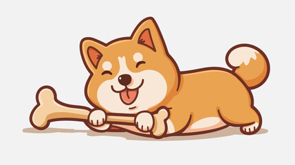 Obraz na płótnie Canvas Vector illustration of premium cute dog doing bone