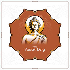 Beautiful Happy Vesak day or buddha purnima festival card design