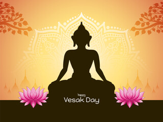 Fototapeta na wymiar Beautiful Happy Vesak day or buddha purnima festival card design