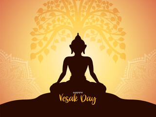 Happy Vesak day or mahavir jayanti background with lord buddha - obrazy, fototapety, plakaty