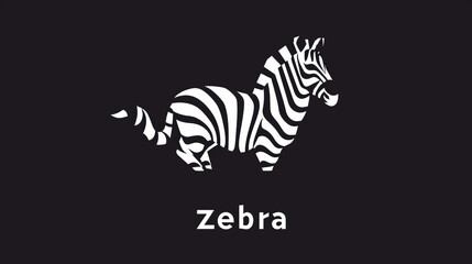 flat vector logo of big animal "Zebra" 