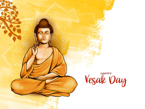 Happy Buddha purnima or Vesak day festival greeting card