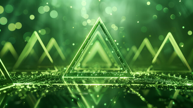 Triangle connected to infinity graphics, Green color