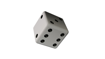 a white dice with black spots on it