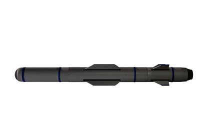 a black and blue missile is shown in the dark