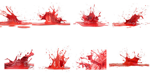3d render of splashing red paint isolated on white background