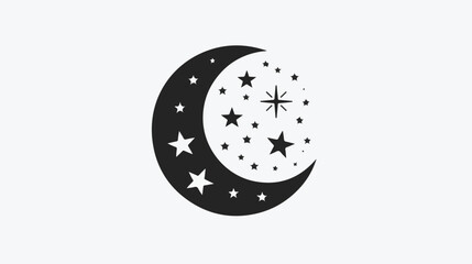 Waxing moon outline vector icon. Thin line black 