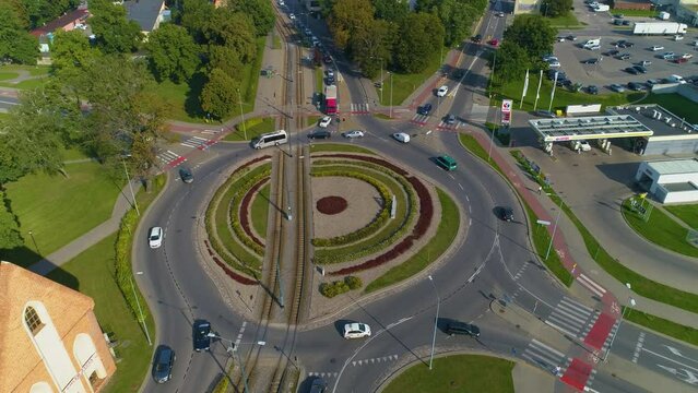 Large Roundabout Zamech Elblag Rondo Aerial View Poland